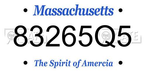 83265Q5 Massachusetts License Plate