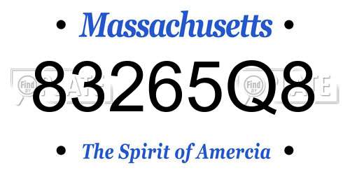 83265Q8 Massachusetts License Plate