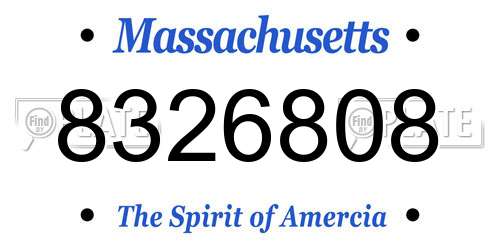 8326808 Massachusetts License Plate
