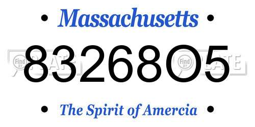 83268O5 Massachusetts License Plate