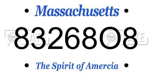 83268O8 Massachusetts License Plate