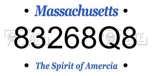 83268Q8 Massachusetts License Plate