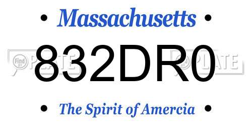 832DR0 Massachusetts License Plate
