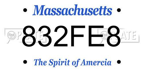 832FE8 Massachusetts License Plate