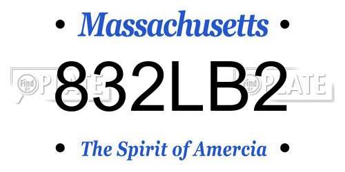832LB2 Massachusetts License Plate