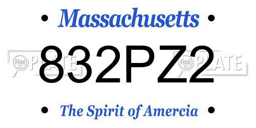832PZ2 Massachusetts License Plate