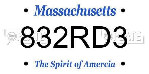 832RD3 Massachusetts License Plate