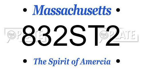 832ST2 Massachusetts License Plate