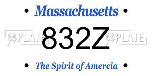 832Z Massachusetts License Plate