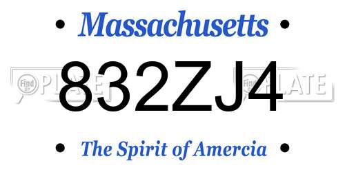 832ZJ4 Massachusetts License Plate
