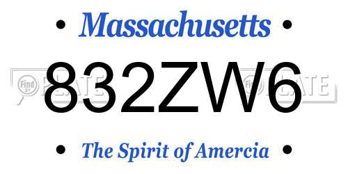 832ZW6 Massachusetts License Plate