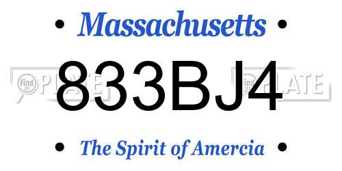 833BJ4 Massachusetts License Plate
