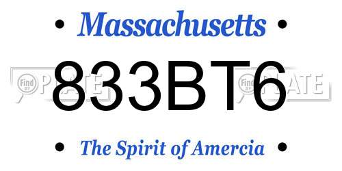 833BT6 Massachusetts License Plate