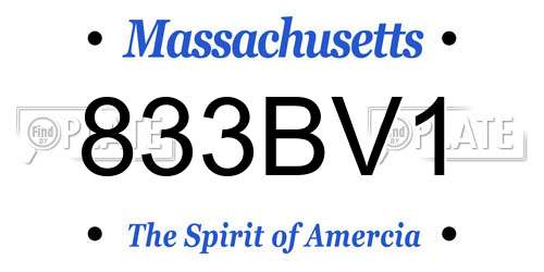 833BV1 Massachusetts License Plate