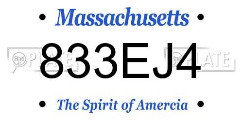 833EJ4 Massachusetts License Plate