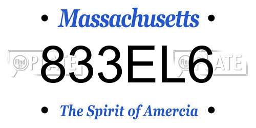 833EL6 Massachusetts License Plate