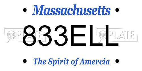 833ELL Massachusetts License Plate