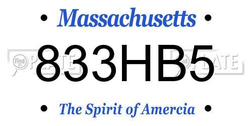833HB5 Massachusetts License Plate