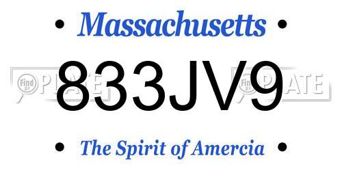 833JV9 Massachusetts License Plate