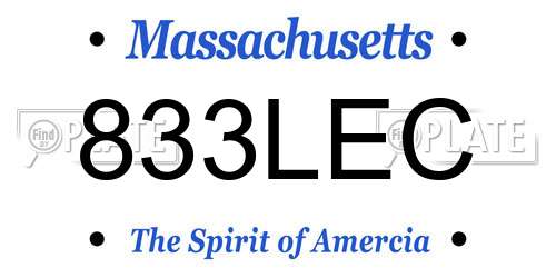 833LEC Massachusetts License Plate