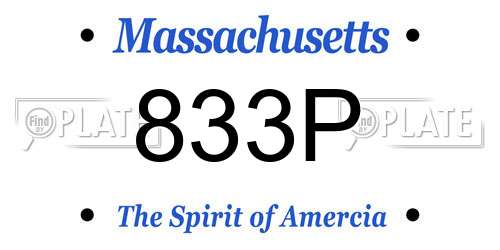 833P Massachusetts License Plate