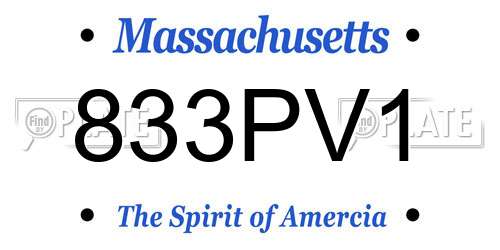 833PV1 Massachusetts License Plate