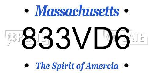 833VD6 Massachusetts License Plate