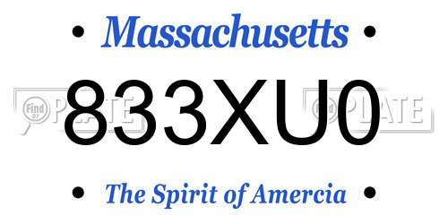 833XU0 Massachusetts License Plate