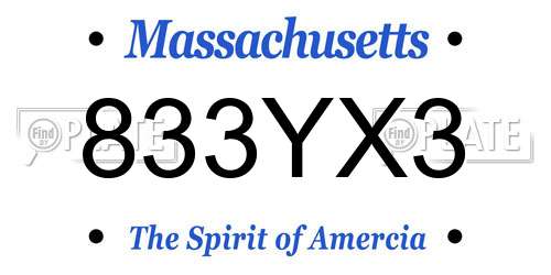 833YX3 Massachusetts License Plate