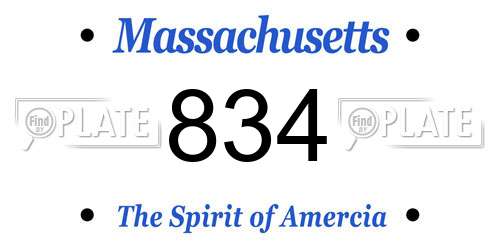 834 Massachusetts License Plate