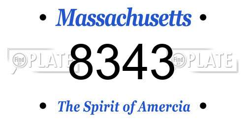 8343 Massachusetts License Plate