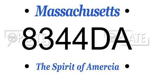 8344DA Massachusetts License Plate