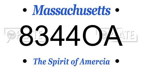 8344OA Massachusetts License Plate