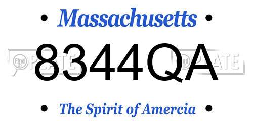 8344QA Massachusetts License Plate