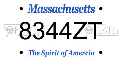 8344ZT Massachusetts License Plate
