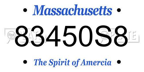 83450S8 Massachusetts License Plate