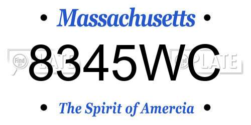 8345WC Massachusetts License Plate