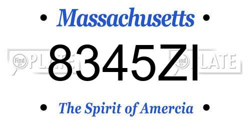 8345ZI Massachusetts License Plate