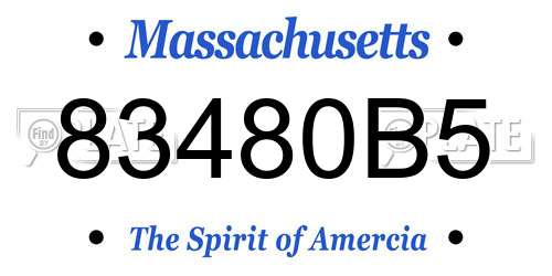 83480B5 Massachusetts License Plate
