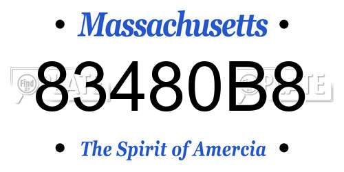 83480B8 Massachusetts License Plate