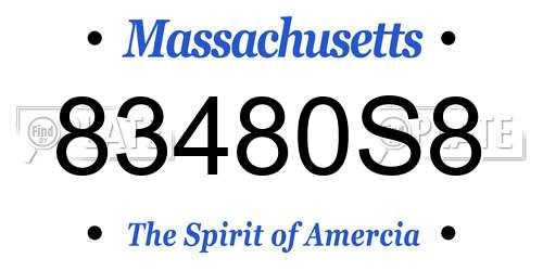 83480S8 Massachusetts License Plate