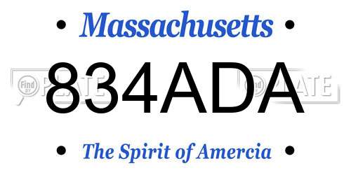 834ADA Massachusetts License Plate