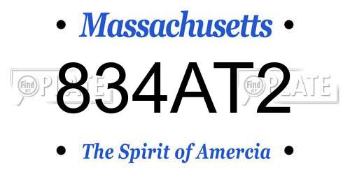 834AT2 Massachusetts License Plate