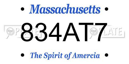834AT7 Massachusetts License Plate