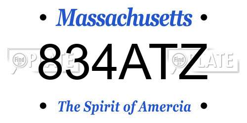 834ATZ Massachusetts License Plate
