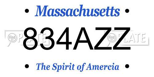 834AZZ Massachusetts License Plate