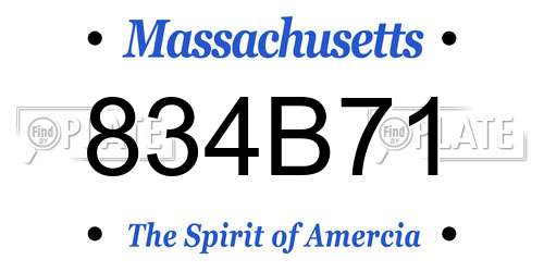 834B71 Massachusetts License Plate