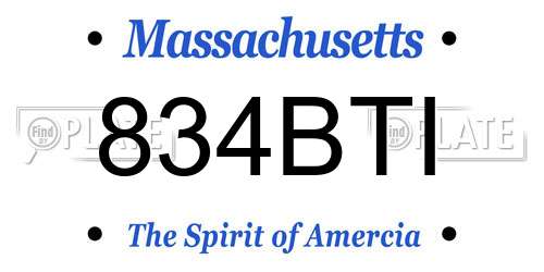 834BTI Massachusetts License Plate