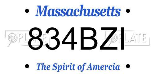 834BZI Massachusetts License Plate