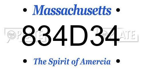 834D34 Massachusetts License Plate